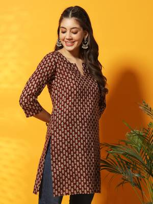 Brown and black floral bagru printed tunic 3