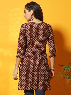 Brown and black floral bagru printed tunic 4