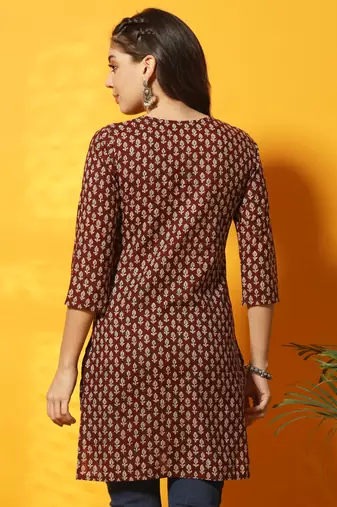 Brown and black floral bagru printed tunic