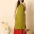 Olive green solid round neck sleeveless straight calf length kurta