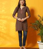 Black and multi floral bagru printed tunic