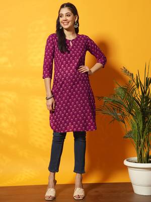 Burgundy floral bagru printed tunic 1