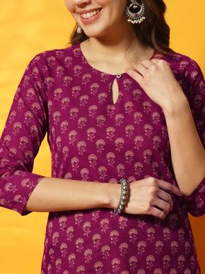 Burgundy floral bagru printed tunic 2