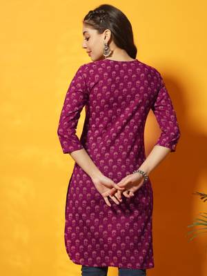 Burgundy floral bagru printed tunic 4
