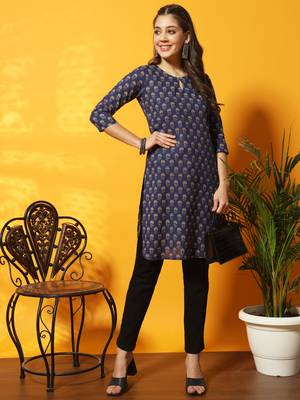 Indigo floral bagru printed tunic 1