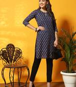 Indigo floral bagru printed tunic