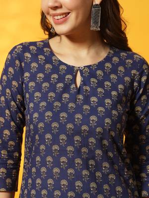Indigo floral bagru printed tunic 2