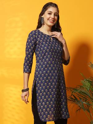 Indigo floral bagru printed tunic 3
