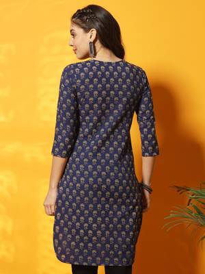 Indigo floral bagru printed tunic 4