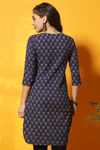 Indigo floral bagru printed tunic