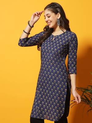 Indigo floral bagru printed tunic 5