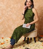 Pine green bandhani straight indo - western kurta