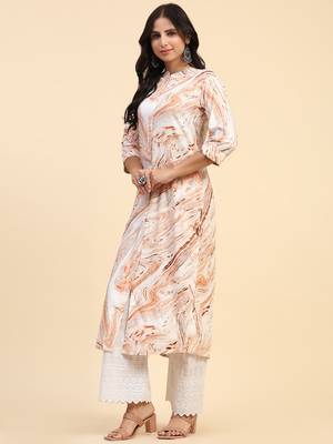HollyHock casual kurti with 3/4 Sleeves and Geometric Pattern (Pure Crepe Fabric) 6