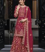Magenta chinon & georgette designer palazzo salwar suit