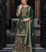 Green chinon & georgette designer palazzo salwar suit