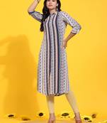 HollyHock casual kurti with 3/4 Sleeves and striped Pattern (Pure Crepe Fabric)