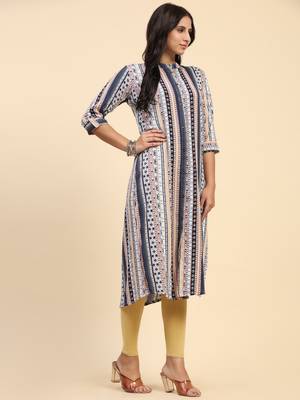 HollyHock casual kurti with 3/4 Sleeves and striped Pattern (Pure Crepe Fabric) 3