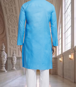 Blue art silk kurta pyjama for men's
