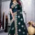 Teal blue zarkan diamond embroidery crepe silk saree