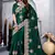 Bottle green zarkan diamond embroidery crepe silk saree