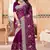 Wine zarkan diamond embroidery crepe silk saree