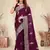 Wine coding zarkan embroidery crepe silk saree