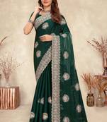 Green coding zarkan embroidery crepe silk saree
