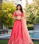 Flaher Light Pink Silk Embroidered Full Stitch Lehenga Choli With Net Dupatta