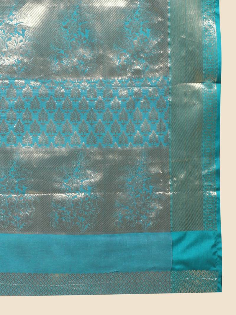 Lookslady Womens New Faux Banarasi Silk Pink Color Zari Weaving Saree With Unstitched Contrast Blouse