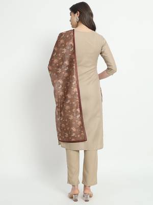 Beige colour embroidery viscose party wear kurta set 4