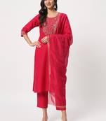 Rani colour embroidery viscose party wear kurta set