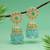 Firozi color big jhumka kundan earrings