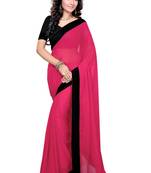 Crimson Plain Georgette Saree With Blouse