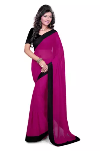 Magenta plain georgette saree with blouse
