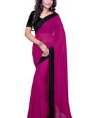 Magenta plain georgette saree with blouse