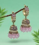 Light purple color big jhumka kundan earrings