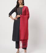 Grey colour embroidery viscose party wear kurta set