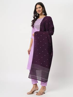 Lavender colour embroidery viscose party wear kurta set 2