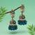 Turquoise blue color big jhumka kundan earrings