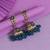 Turquoise blue color big jhumka kundan earrings