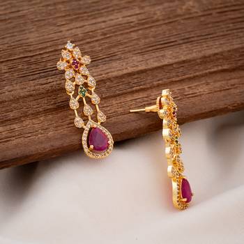 Golden ruby necklace and earrings set SHORT  6