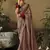 Brown colour tissue silk embroidered saree with blouse