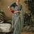Slate grey colour tissue silk embroidered saree with blouse