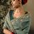 Slate grey colour tissue silk embroidered saree with blouse