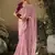 Baby pink colour tissue silk embroidered saree with blouse