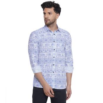 sanganeri printed shirt for men (blue white) 1