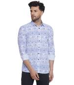 sanganeri printed shirt for men (blue white)