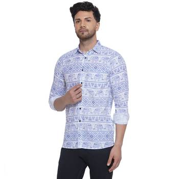 sanganeri printed shirt for men (blue white) 3