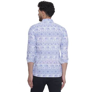 sanganeri printed shirt for men (blue white) 4