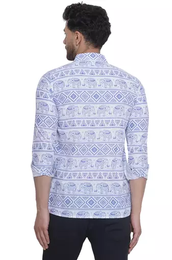 sanganeri printed shirt for men (blue white)